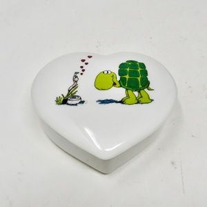 Vintage Trinket Box Porcelain Heart /Snail/Turtle/ Japan